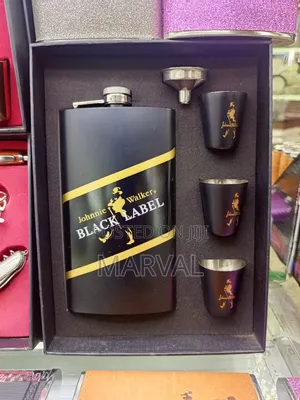 Johnnie Walker Black Label Hip Flask Gift Set- Multi Colours