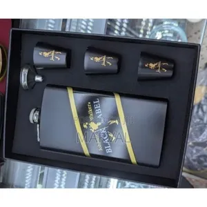 Black Label Hip Flask Gift Set