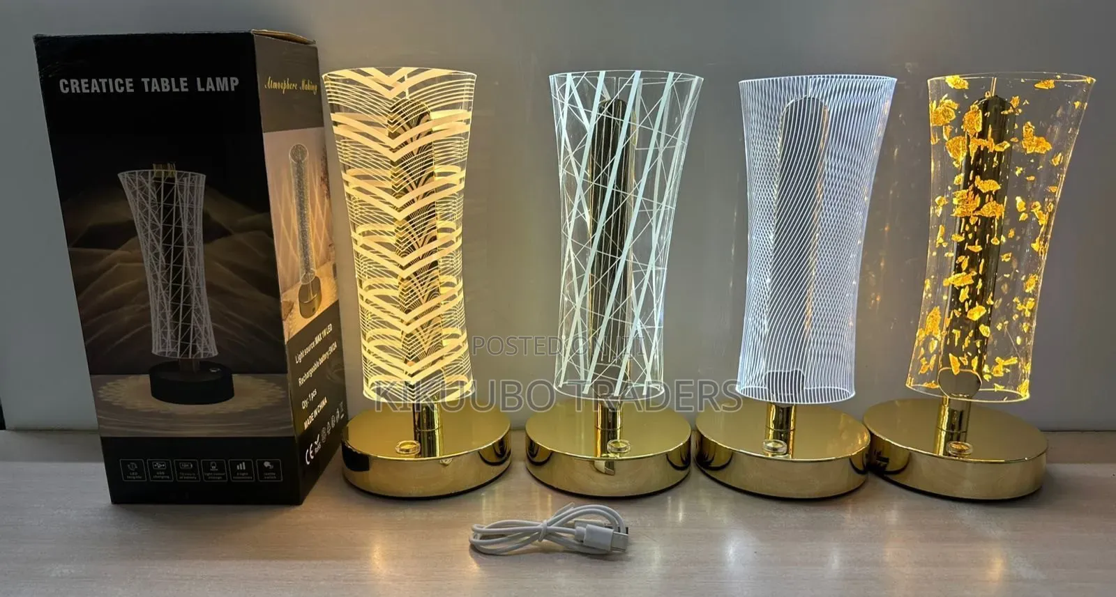 Crystal Table Lamp,Mettalic Gold,Touch Control