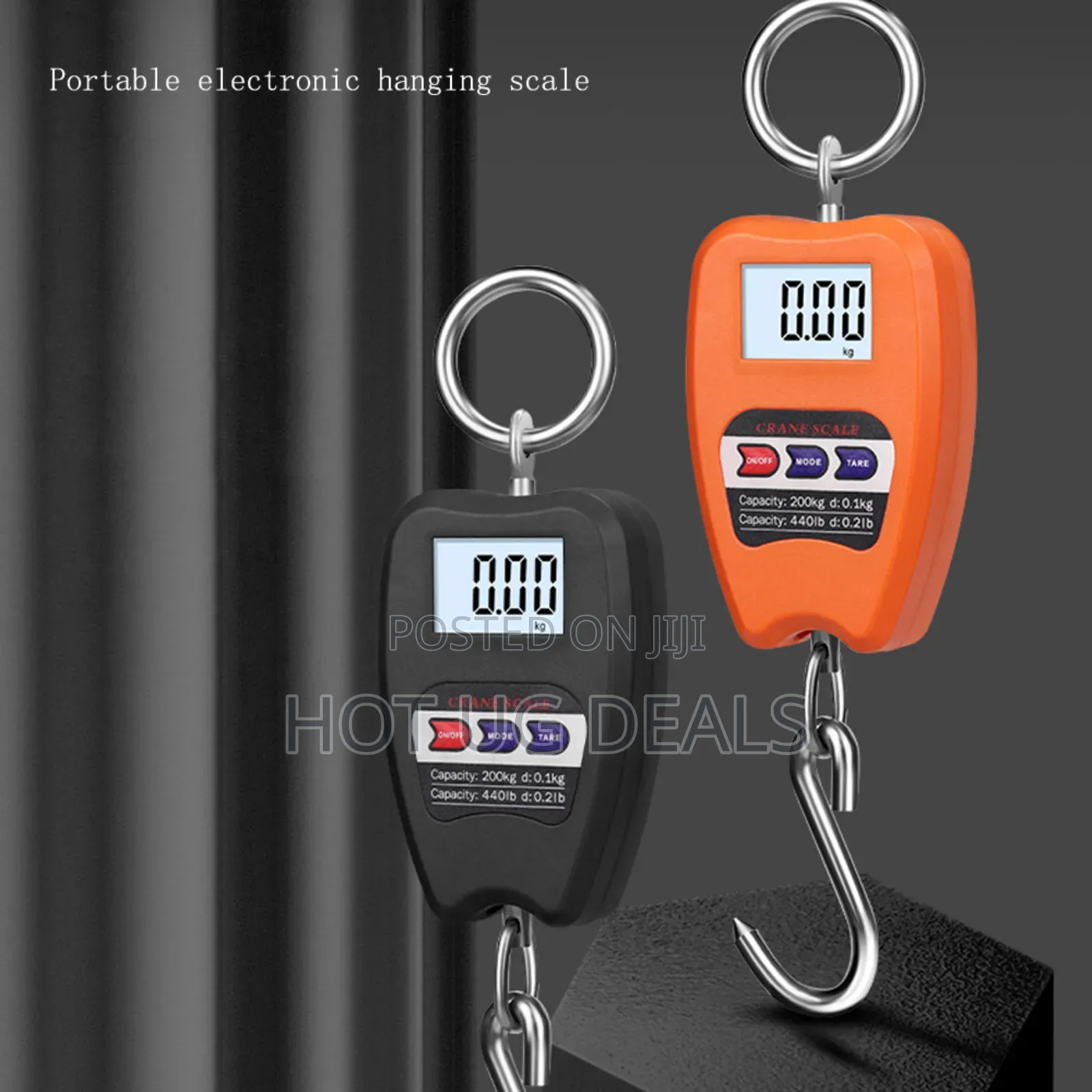 Hanging 200kg Crane Weighing Scale With Clear Digital Screen - Orange