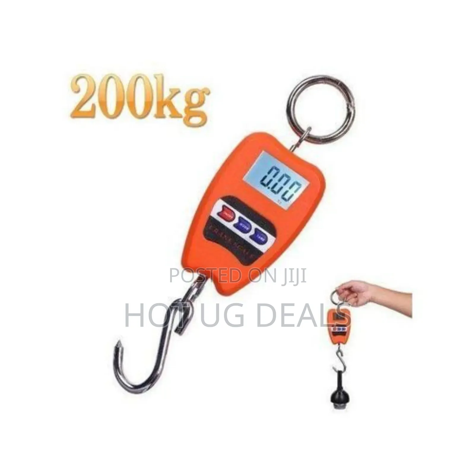 Hanging 200kg Crane Weighing Scale With Clear Digital Screen - Orange