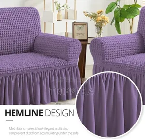 3:2:1 Purple Six Seater Elastic Sofa Covers