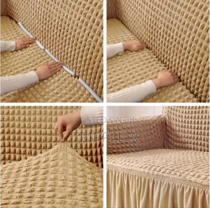 2:1:1 Khaki Four Seater Elastic Sofa Cover