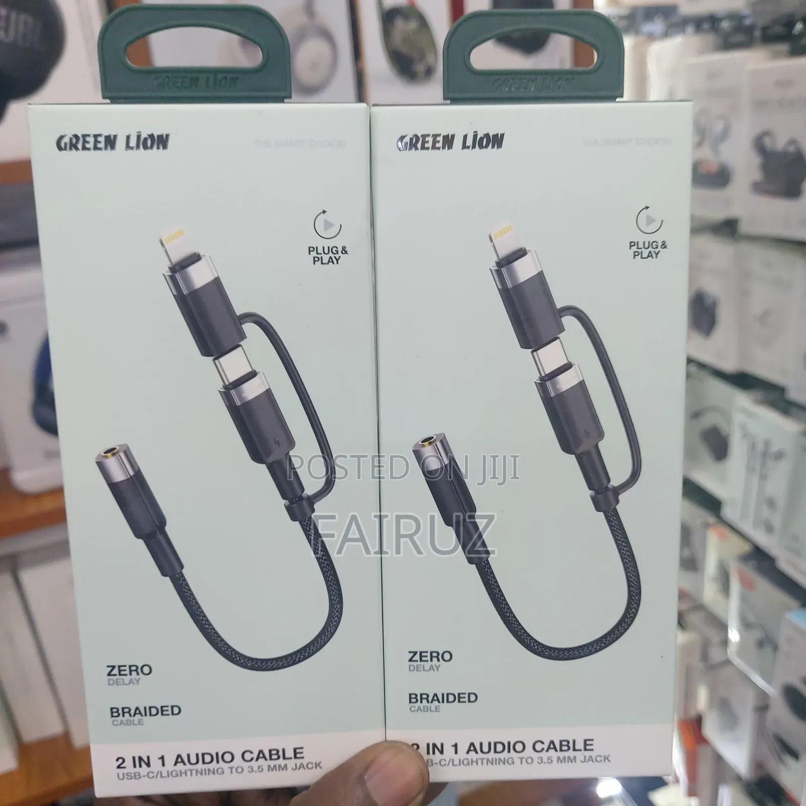 2 in 1 Braided Aux Cable Usb-C/Lightning to 3.5 Mm Jack