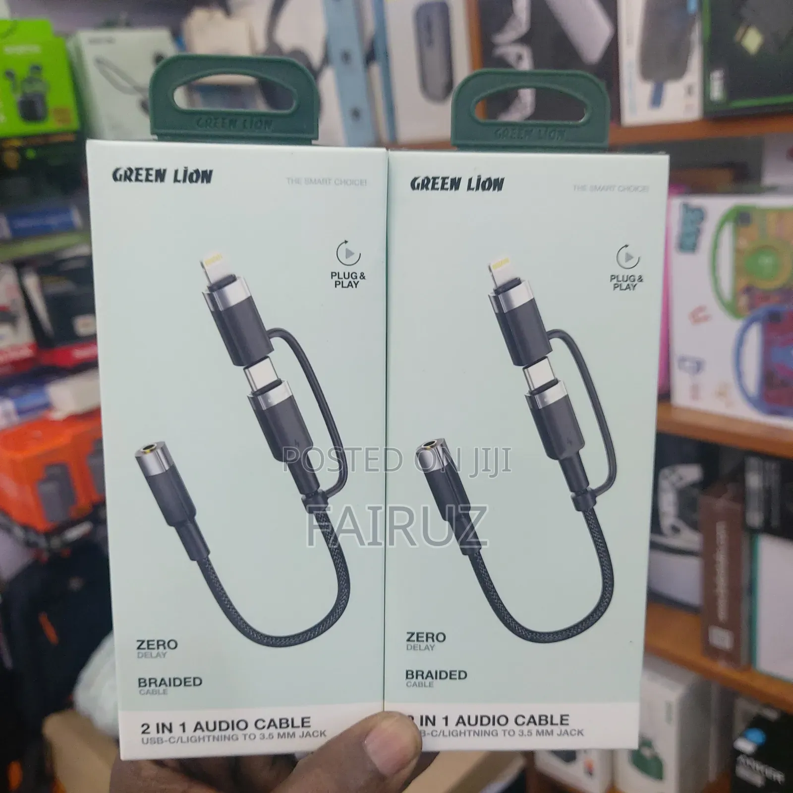 2 in 1 Braided Aux Cable Usb-C/Lightning to 3.5 Mm Jack
