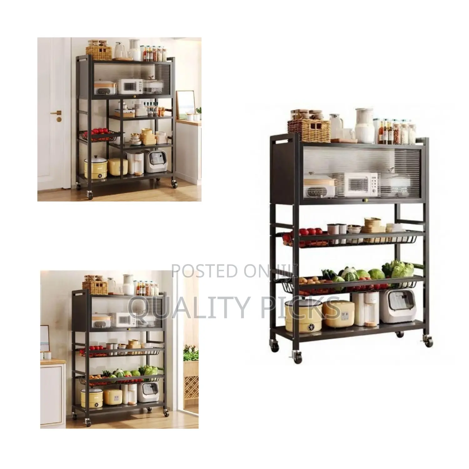 Multi-Tier Kitchen Pantry Storage Cabinet on Wheels