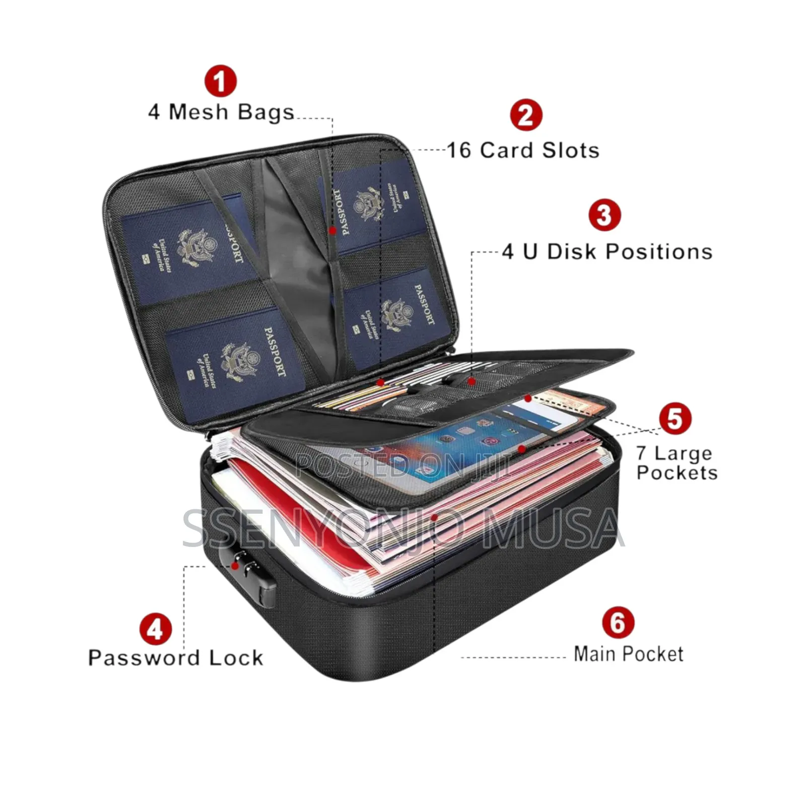Document Bag Fireproof Organizer With Lock – Portable File Storage.