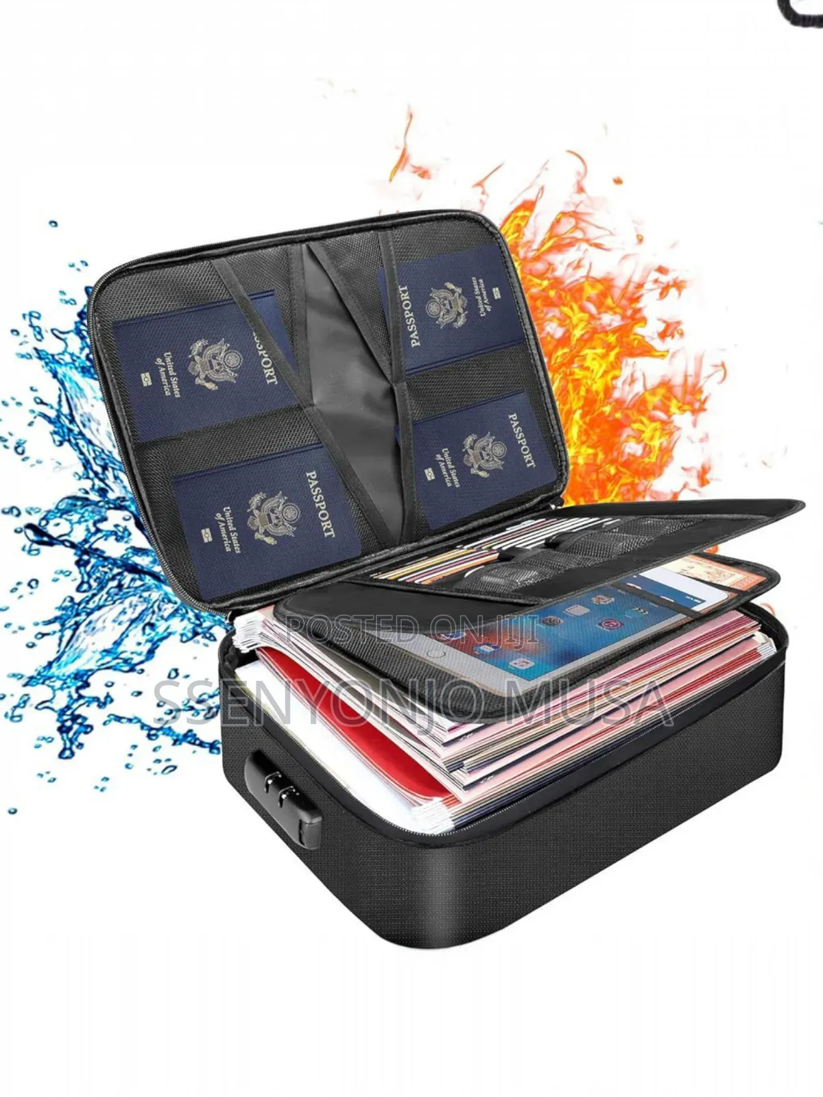Document Bag Fireproof Organizer With Lock – Portable File Storage.