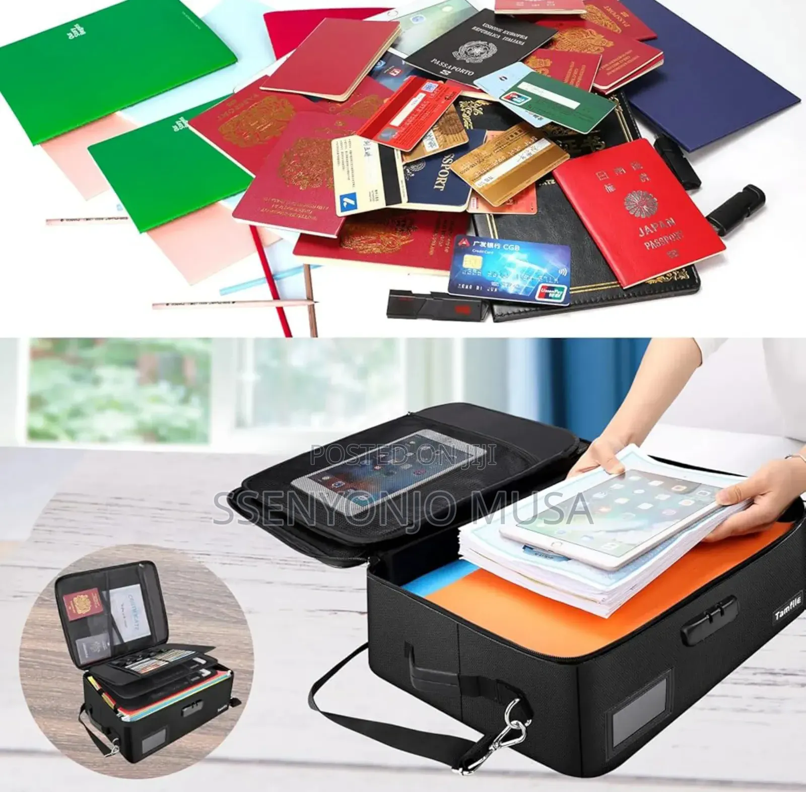 Document Bag Fireproof Organizer With Lock – Portable File Storage.