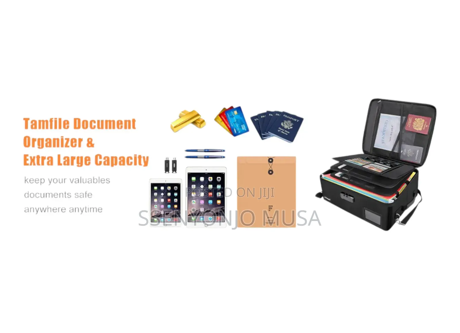 Document Bag Fireproof Organizer With Lock – Portable File Storage.