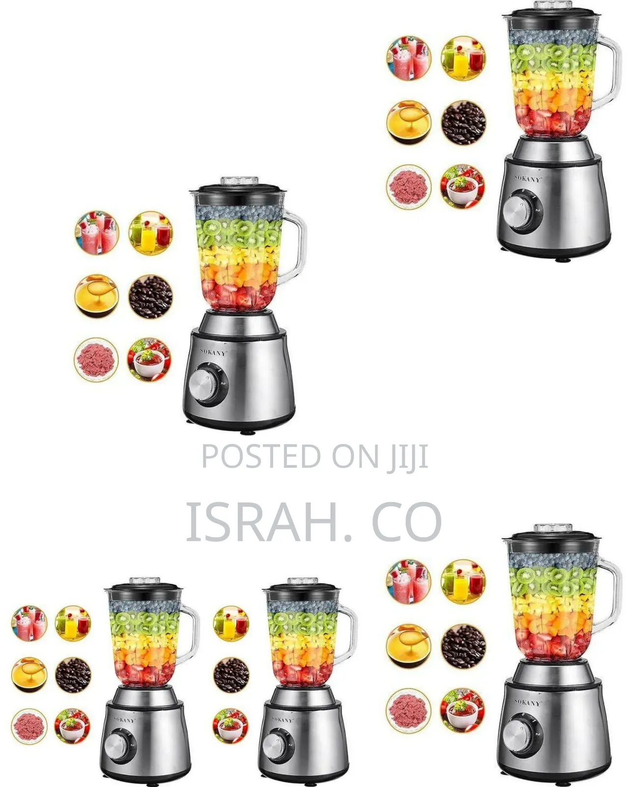 Sokany High-Power Stainless Steel Countertop Blender - Multicolor
