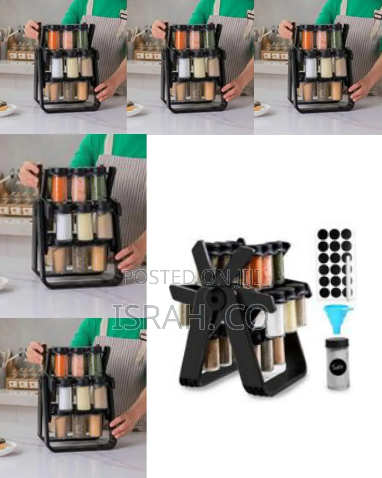 Rotating Ferris Wheel Spice Rack With 18 Glass Jars - Multicolor