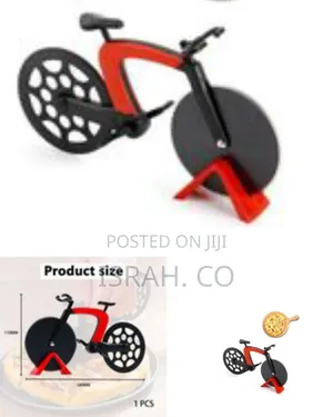 Novelty Bicycle-Shaped Dual-Wheel Pizza Cutter With Display Stand -