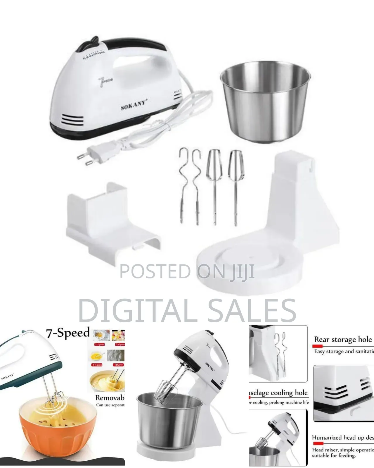 Sokany Handheld Stand Mixer With Stainless Steel Bowl