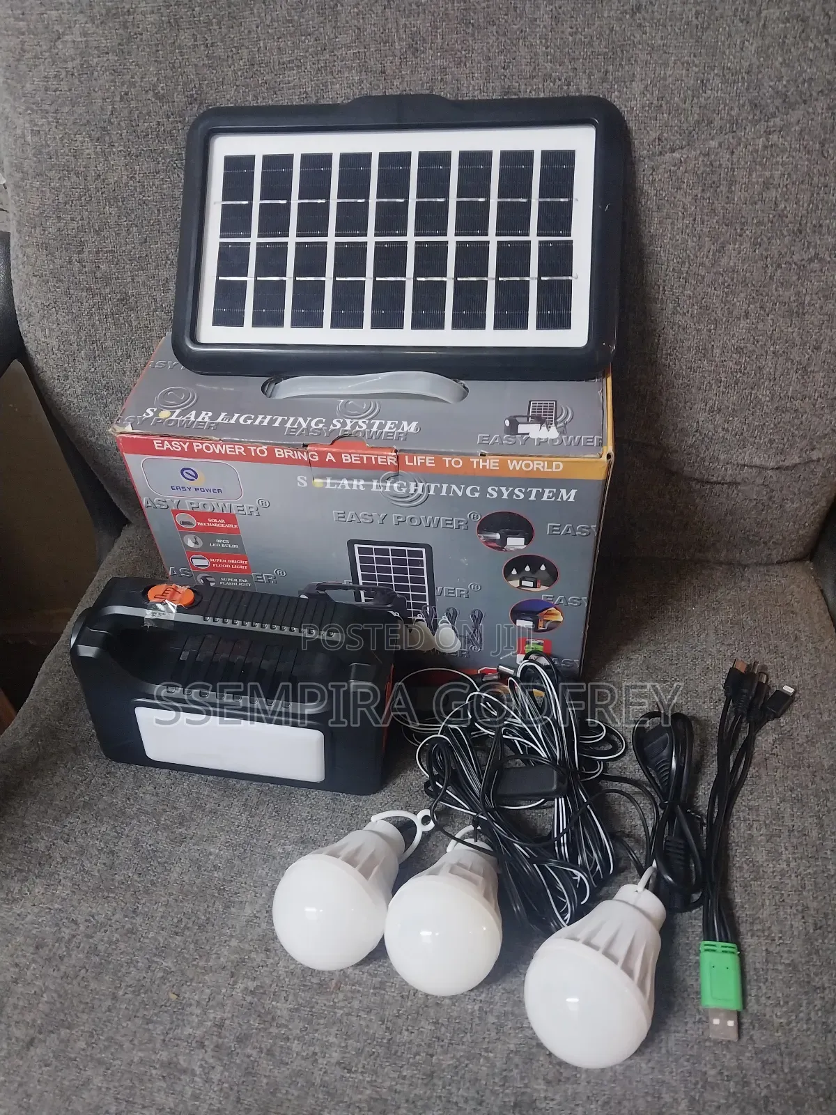 Solar Lightening Kit With 3 Bulbs Charging System 4000amps