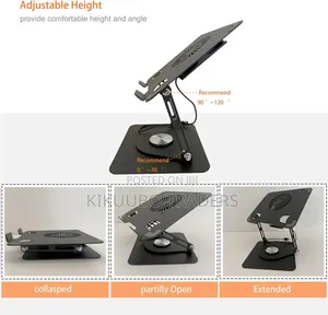 360° Rotating Laptop Stand With Fan, Supports 12"-17” Laptops