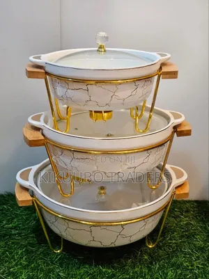 3pcs Ceramic Food Serving Dishes With Stands