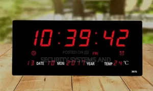 Digital Led Wall Clock, 36 Cm With Calendar and Temperature Display