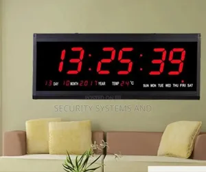 Digital Led Wall Clock, 36 Cm With Calendar and Temperature Display