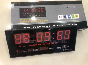 Digital Led Wall Clock, 36 Cm With Calendar and Temperature Display