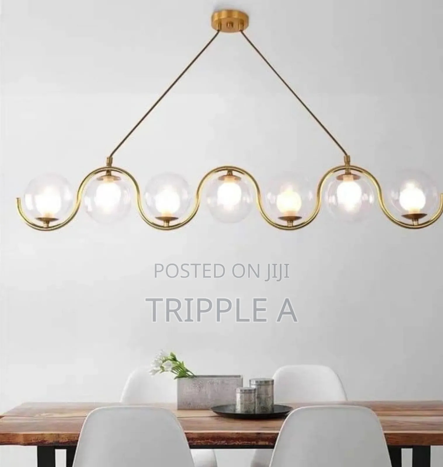 7 Lights Gold Body Linear Glass Ball
