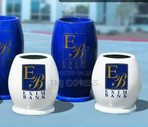 Branded Fiber Glass Flower Pots and Dust Bins for Office