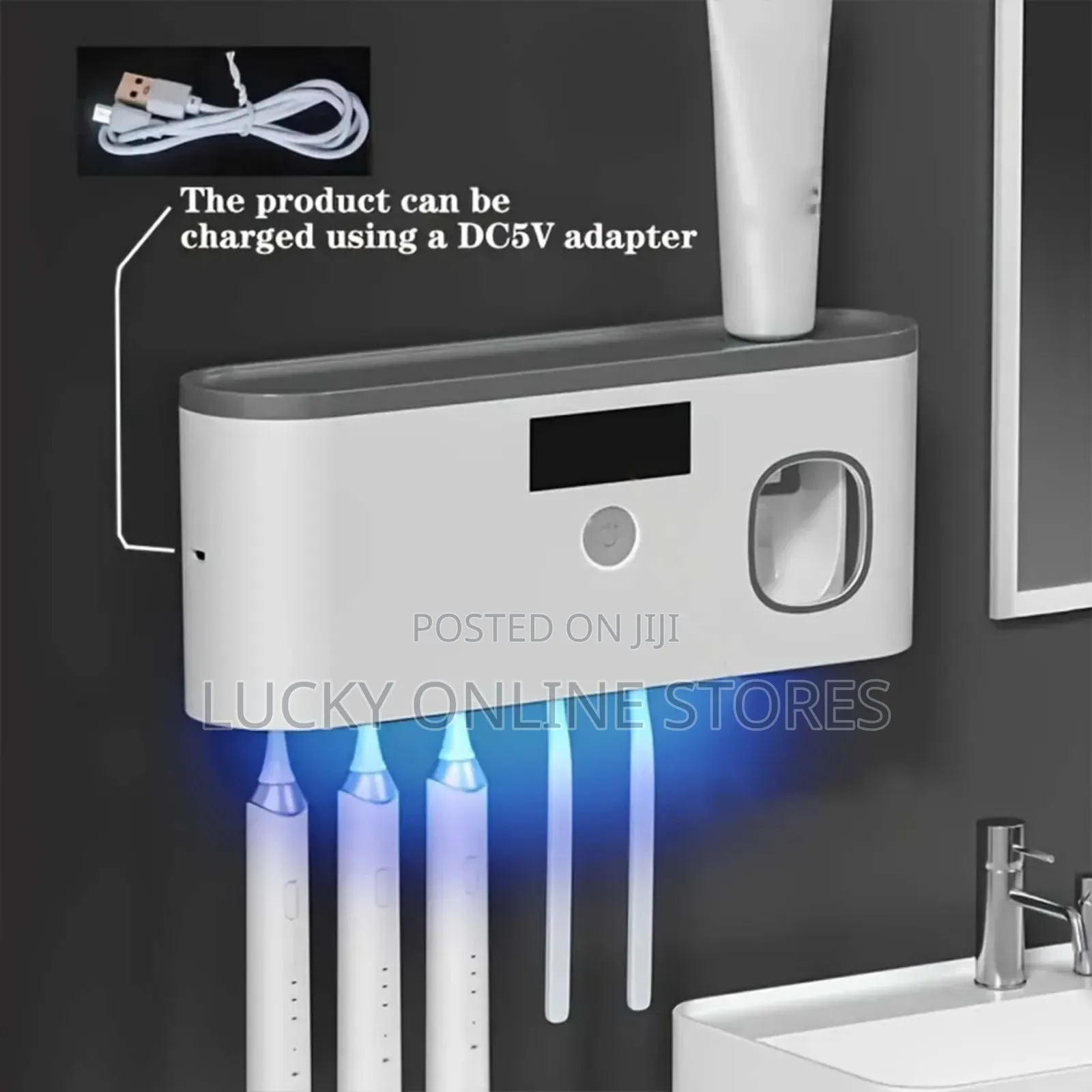 Wall Mounted Toothbrush Sanitizer Automatic Toothpaste Dispenser