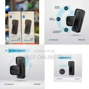Powerology Ip65 265gb 3mp Infrared Smart Camera Doorbell 5200mah