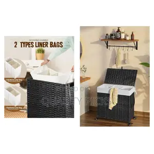 Laundry Basket With Wheels With Removable Liner Bag 3 Sections