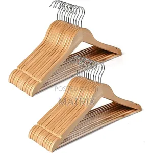 6pc Natural Wooden Clothes Hanger Dozen