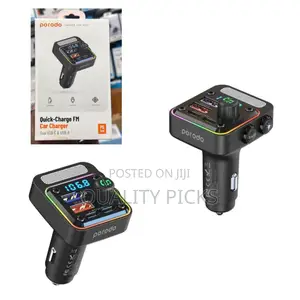 Porodo 3-in-1 Fm Car Charger With 36w Power Delivery - Black