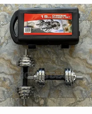 Chrome Dumbbells / Dumbells 15kg Set - Silver, Black