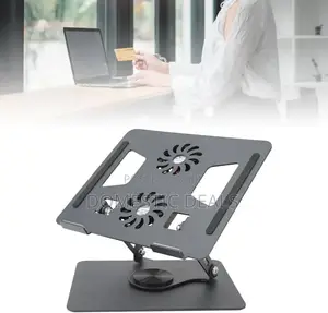 Stepless Adjustable Laptop Stand With Cooling Fan, Rotatable Base
