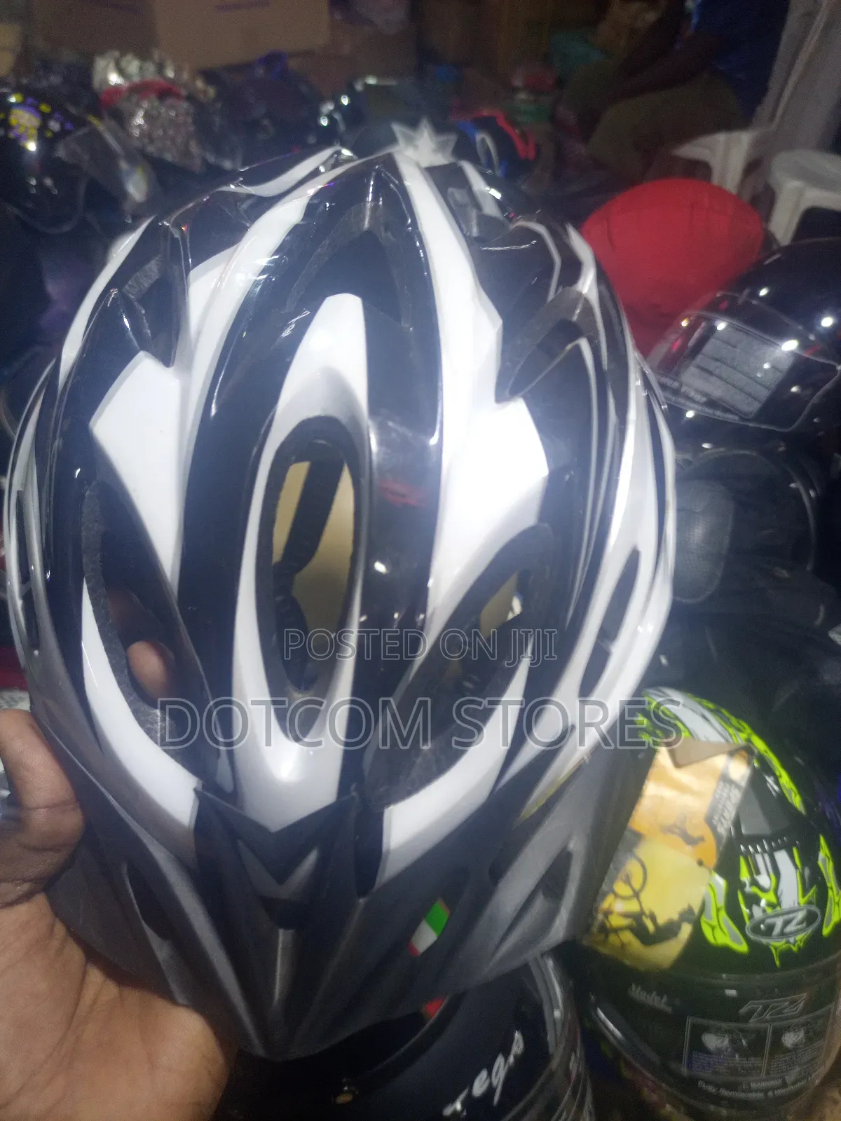 Black And White Cycling Helmet.