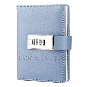 Mini Lockable Diary, Pu Leather Cover Wirebound Writing Notebook
