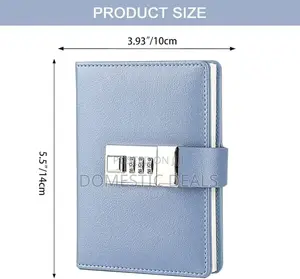 Mini Lockable Diary, Pu Leather Cover Wirebound Writing Notebook
