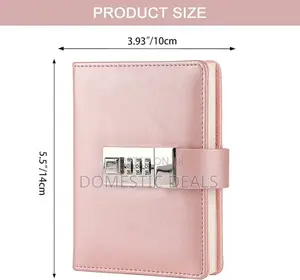Mini Lockable Diary, Pu Leather Cover Wirebound Writing Notebook
