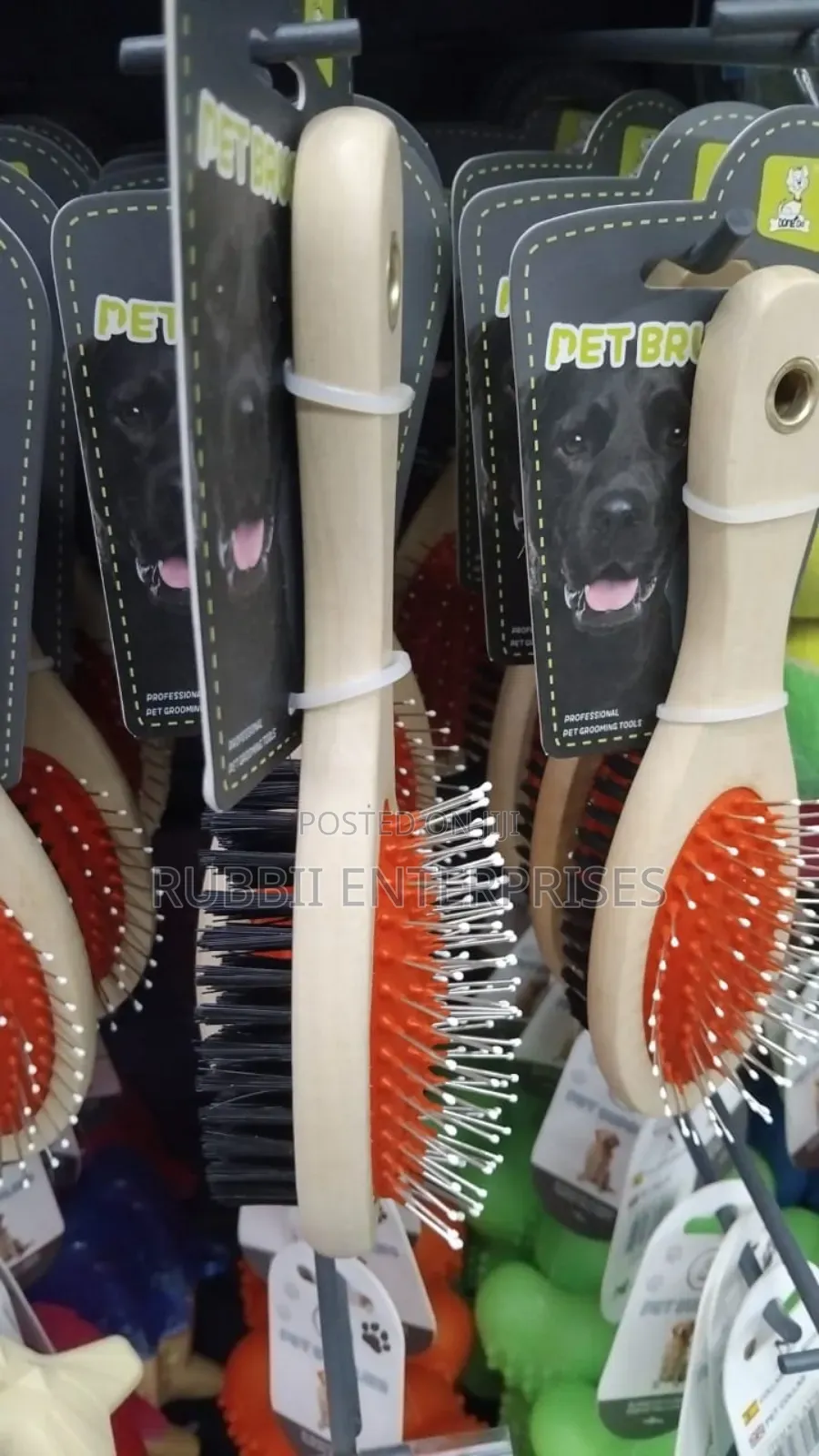 Double-Sided Pet Grooming Brush ~ Wooden Handle
