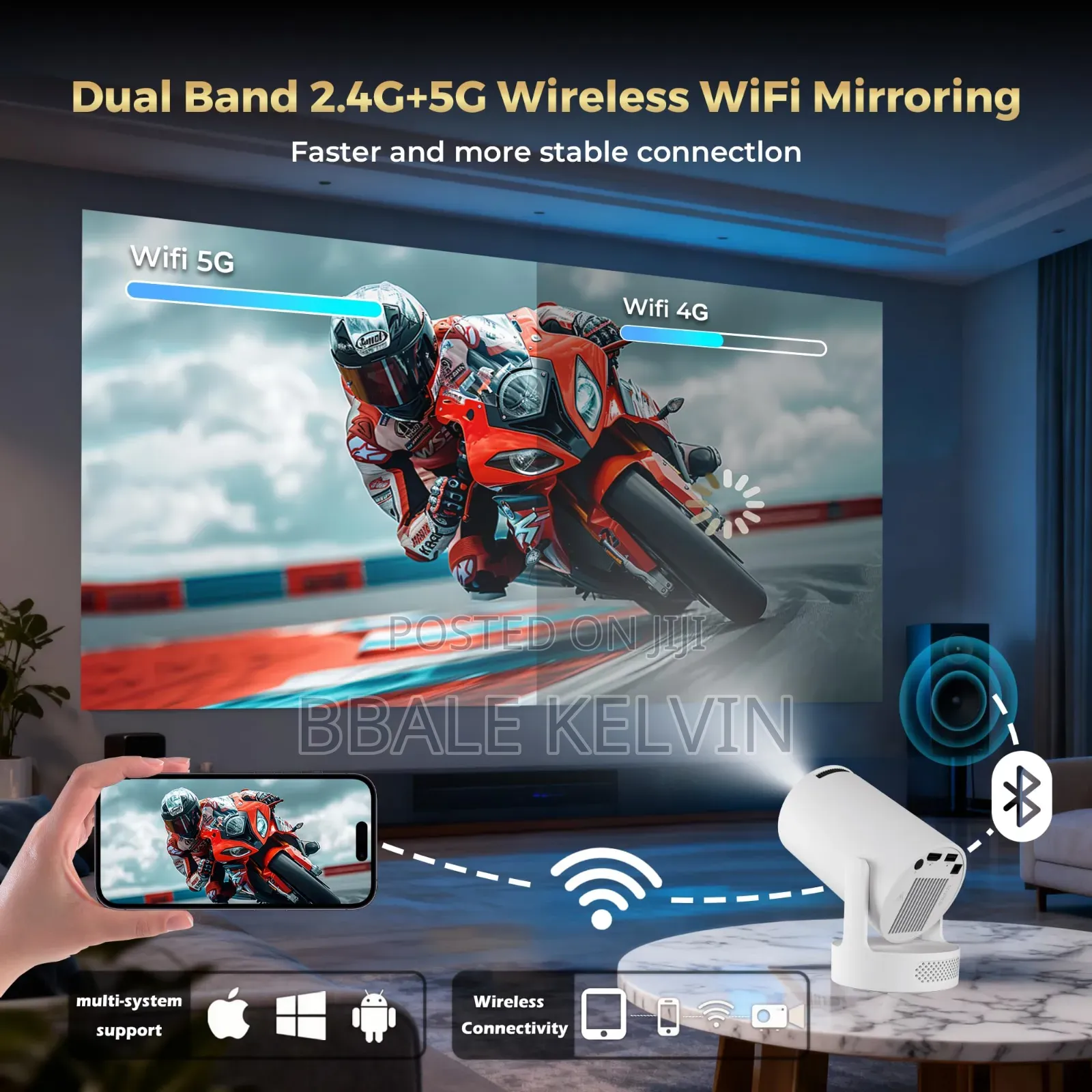 Uhd Mini Smart Projector [Netflix, Youtube,Football Streaming Apps]