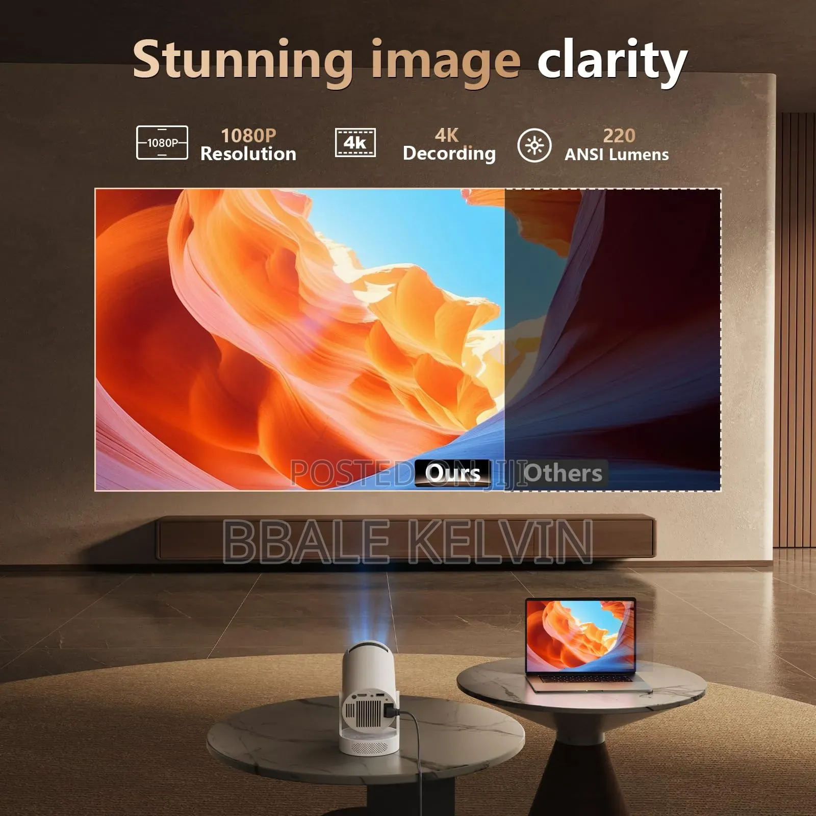Uhd Mini Smart Projector [Netflix, Youtube,Football Streaming Apps]