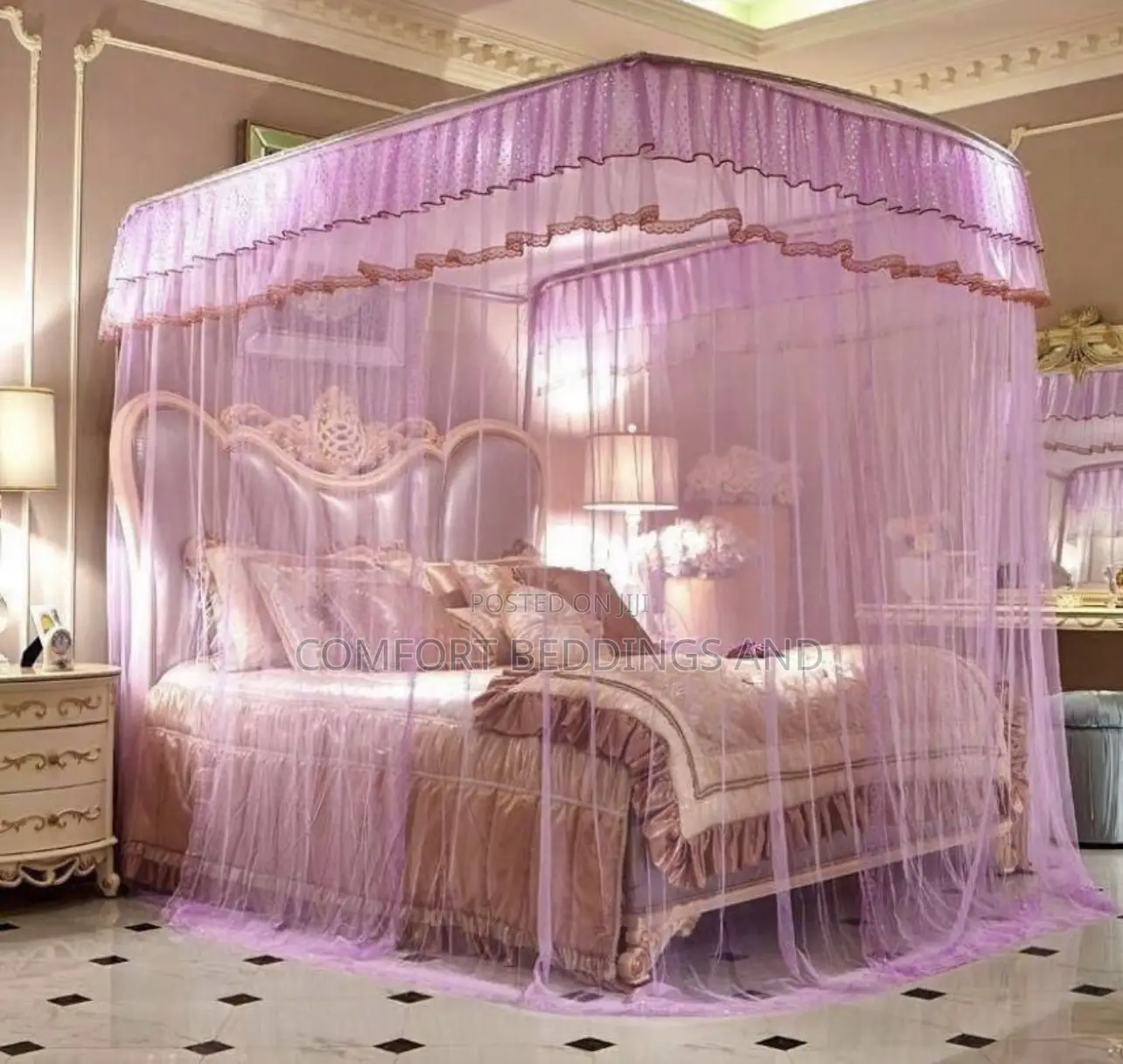Two Stand Mosquito Net Adjustable Frame Purple