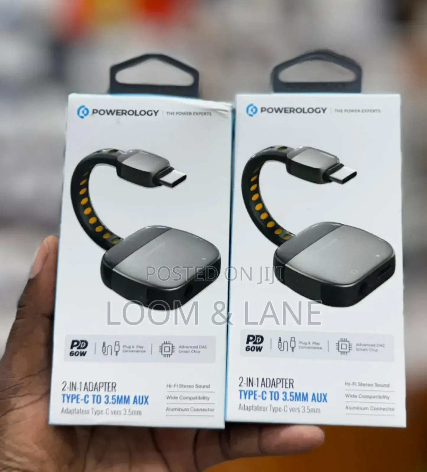 Powerology 2-in-1 Type-C to 3.5mm Aux Adapter