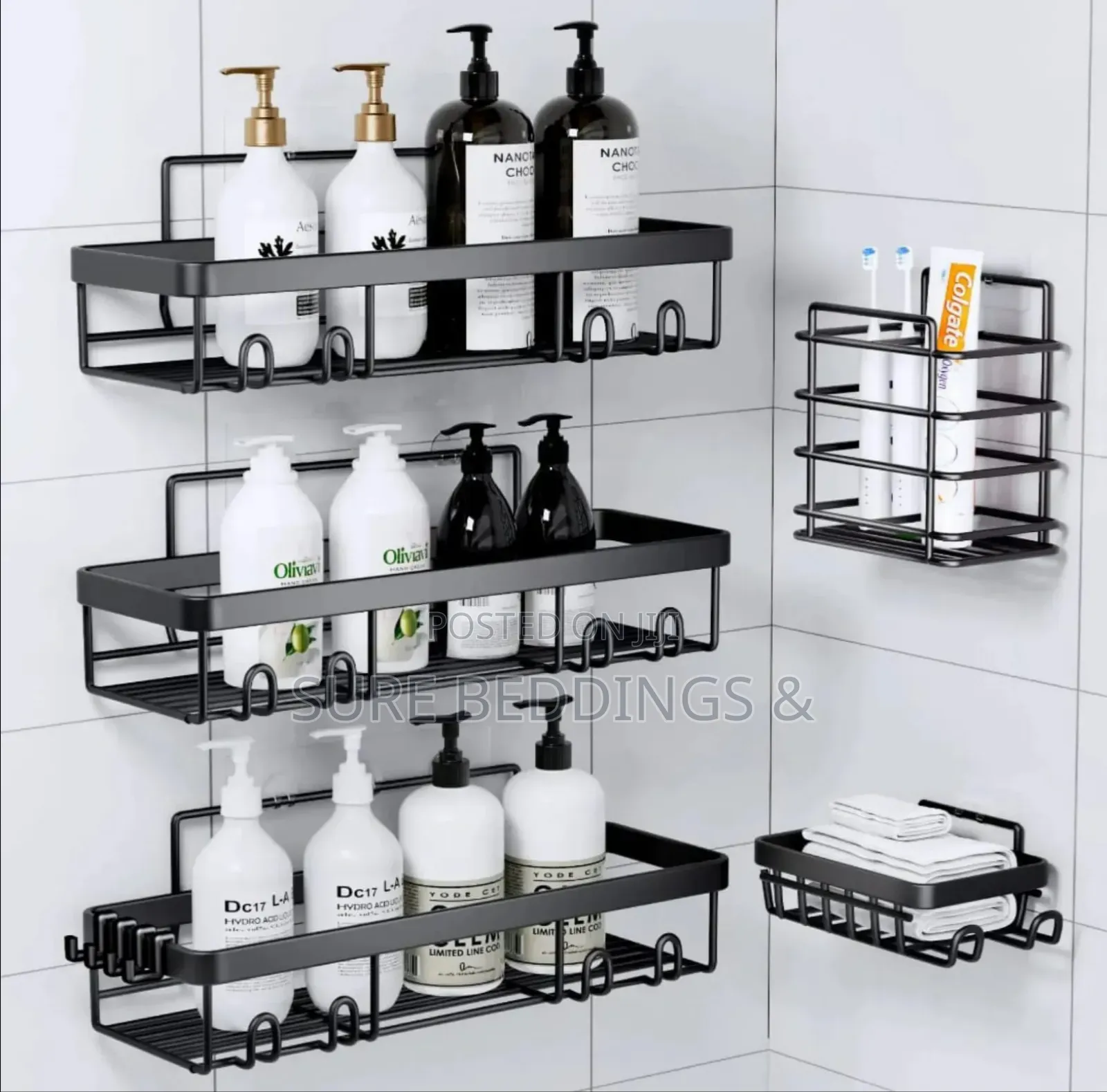 Black 5 PCS Shower Caddy