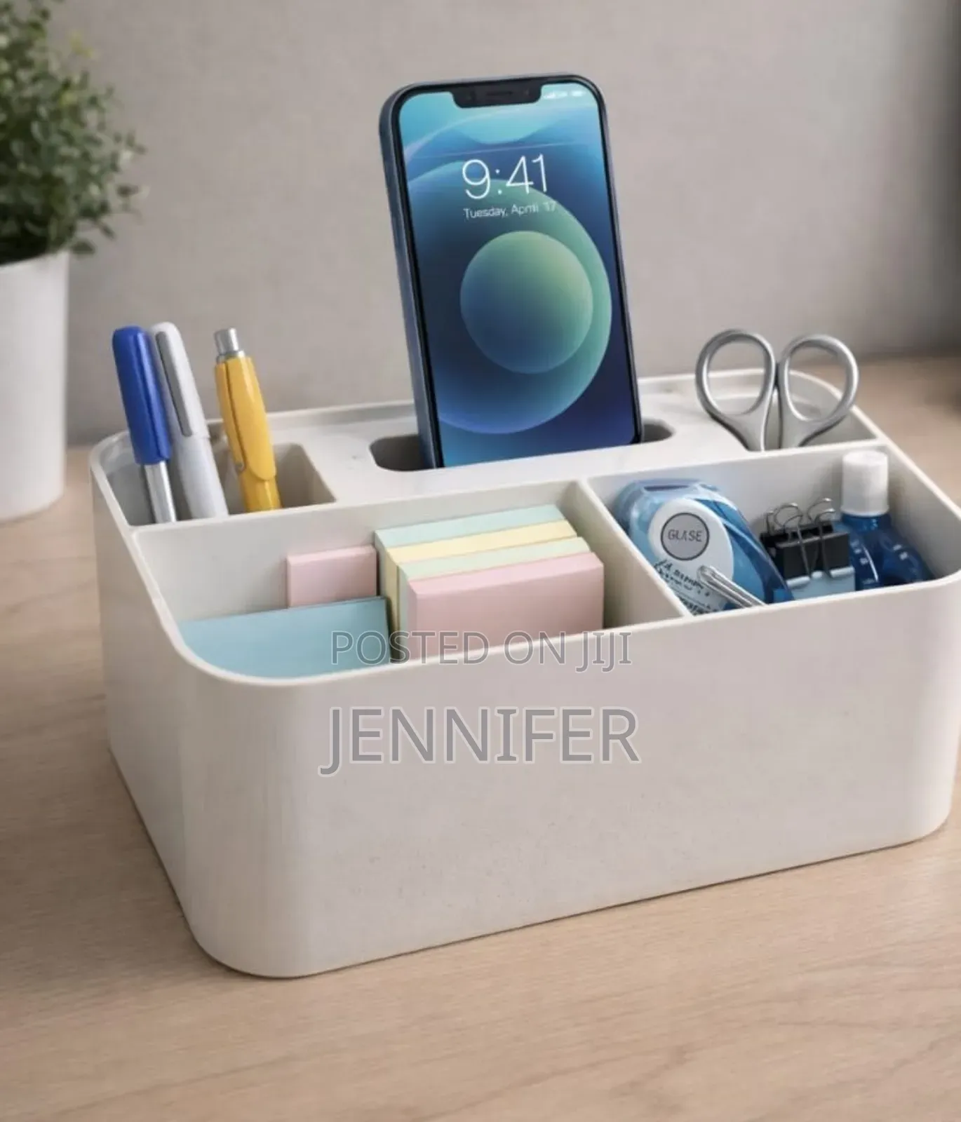 Minimalist White Plastic Desk Organizer