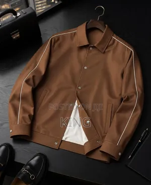 Collar Brown Varsity-Style Jacket