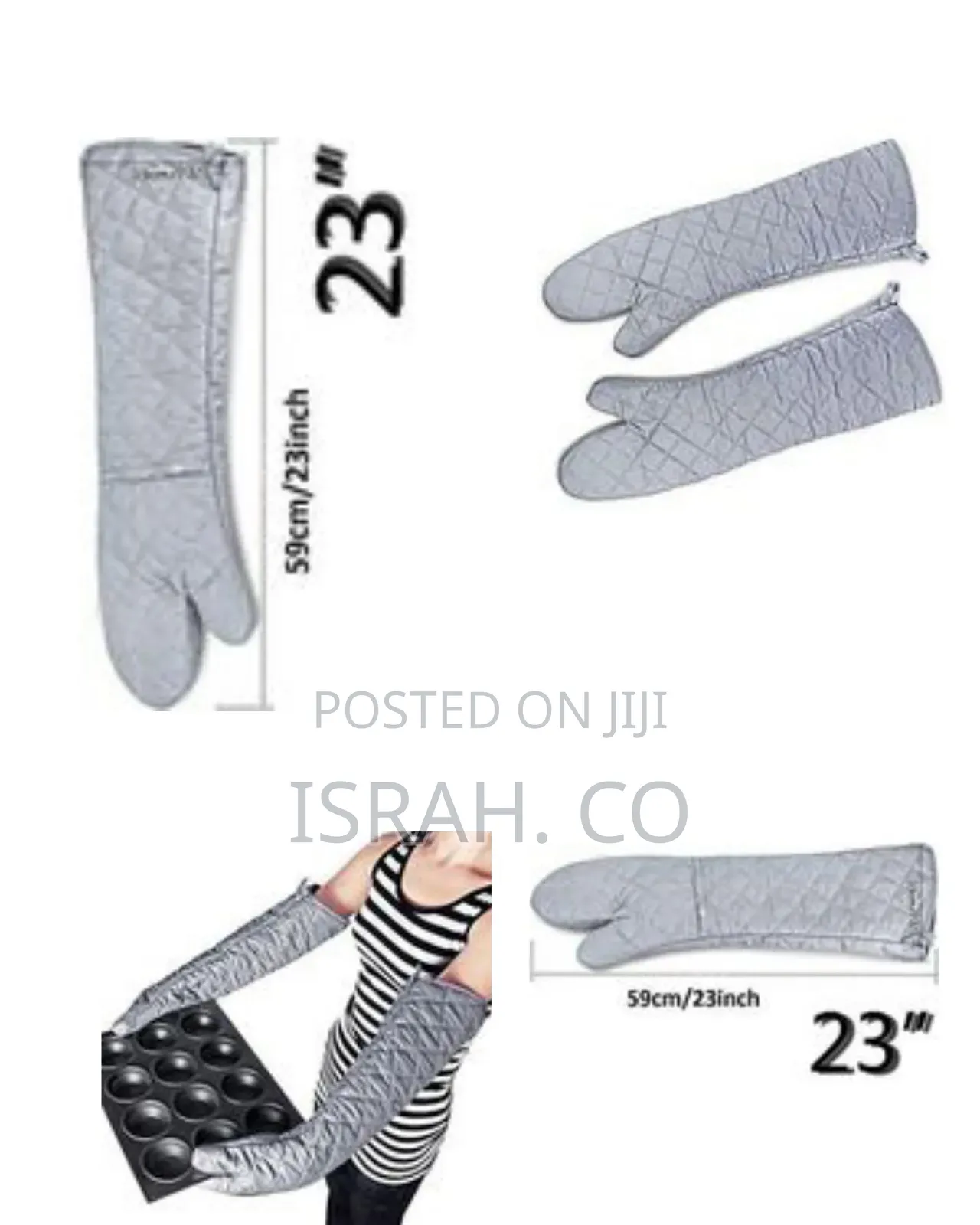 Pair Of Extra-long Quilted Oven Mitts