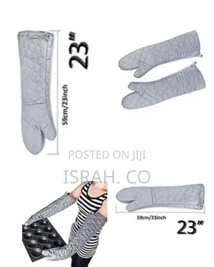 Pair Of Extra-long Quilted Oven Mitts