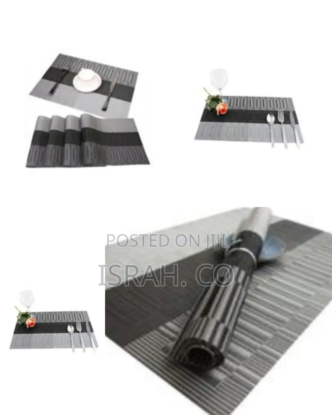 6 PCS Table Place Mats - Black, Grey
