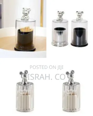 Decorative Toothpick Dispenser With Bear Figurine - Multicolor