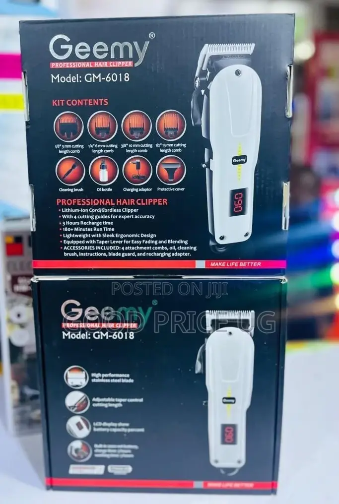 Geemy Gm-6018 Professional Hair Clipper in White.